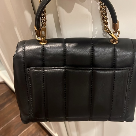 Tory Burch Kira Quilted Black Leather Double T Satchel - Picture 7 of 13